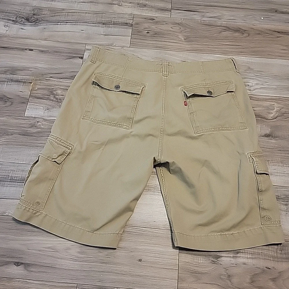 Levi's Cargo Shorts‎ Mens 42 Khaki Relaxed Baggy Flat Front 12